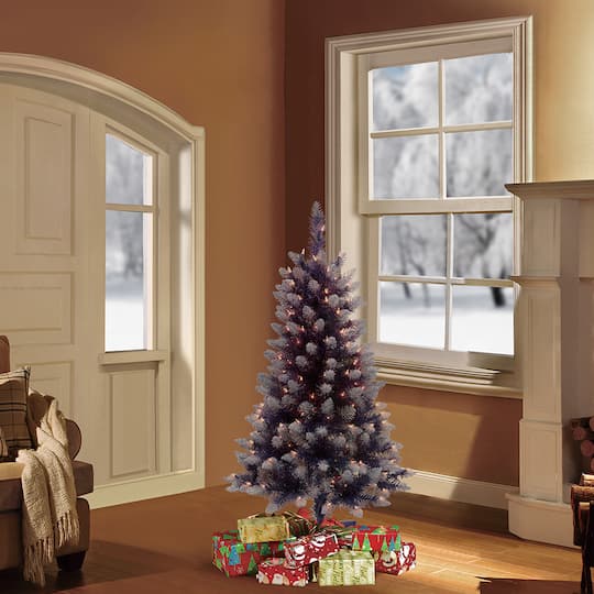 4ft. Pre-Lit Fashion Purple Pine Artificial Christmas Tree, Clear Lights
